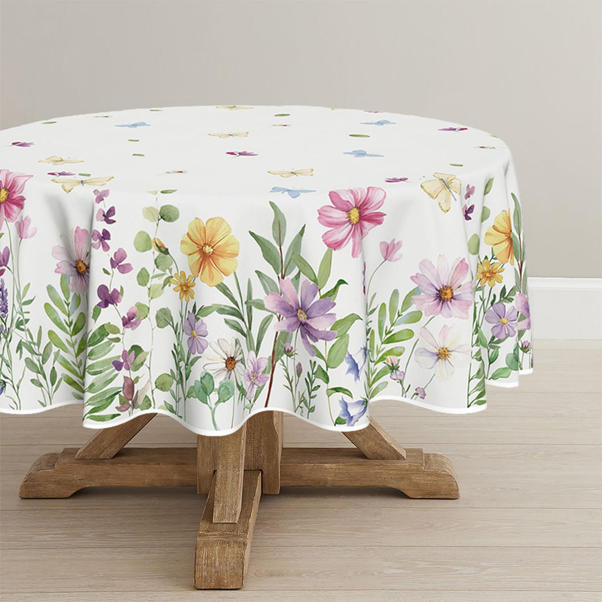 Horaldaily round tablecloth with vibrant floral pattern ideal for indoor dinners