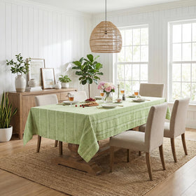 Horaldaily Sage Green Tablecloth being machine washed for easy care and maintenance