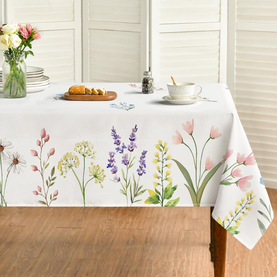 Horaldaily Spring Summer Tablecloth with watercolor flowers brightens dining occasions