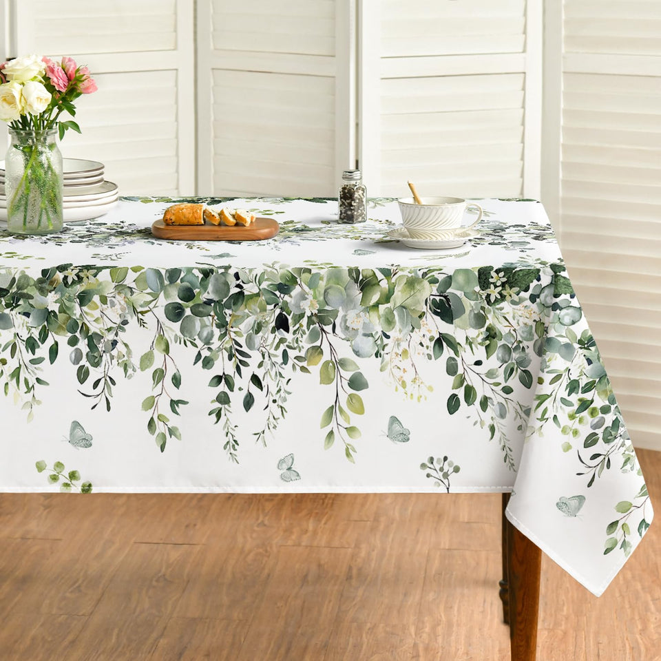 Horaldaily spring tablecloth in green eucalyptus for 60x84 tables.