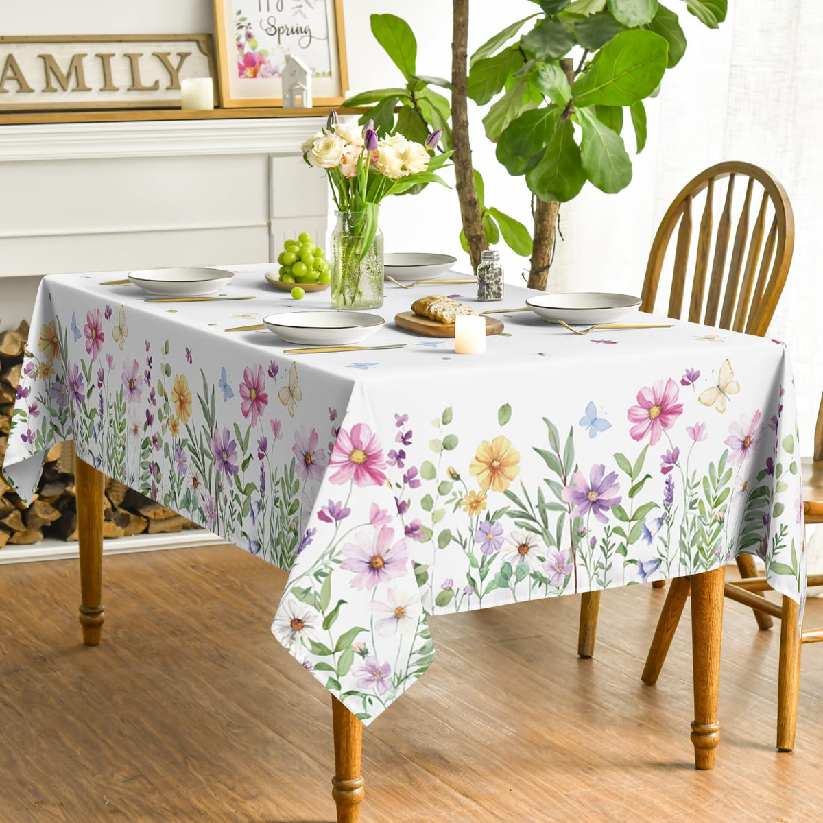 Horaldaily Spring Tablecloth closeup fabric texture showing soft, durable weave