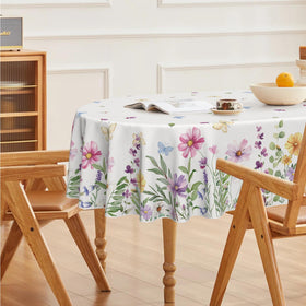 Horaldaily Spring Tablecloth fabric closeup showing soft polyester weave, durable and easy to care