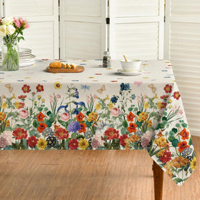 Horaldaily Spring tablecloth with watercolor flowers enhances dining ambience