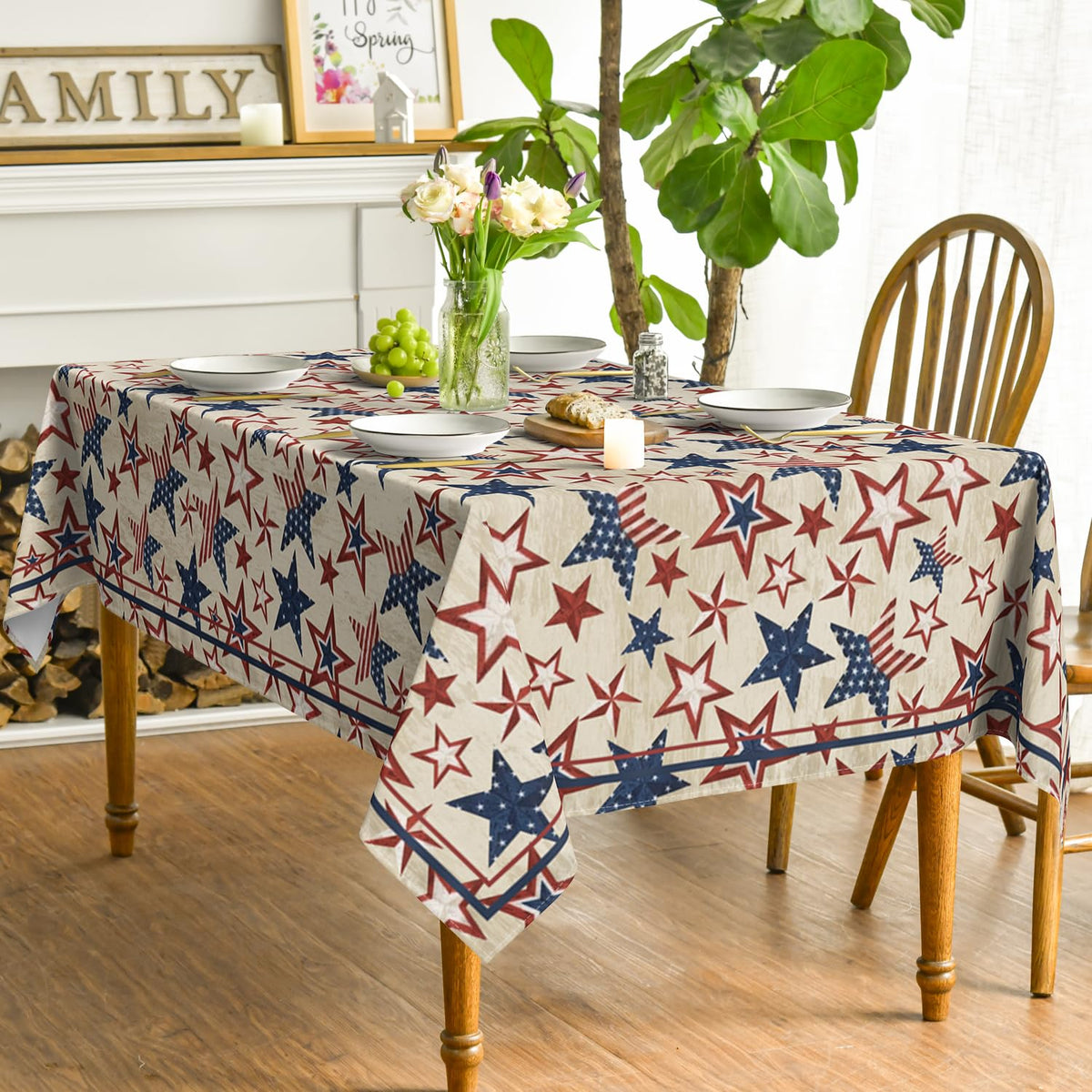Horaldaily spun polyester tablecloth offers durable coverage for daily use.