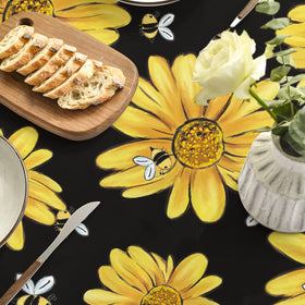 Horaldaily sunflower pattern closeup emphasizes sunny style for gatherings.