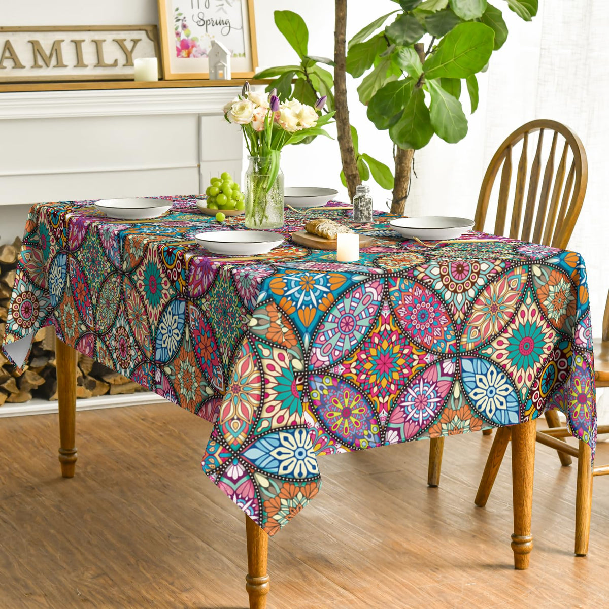 Horaldaily 60x84 tablecloth fits standard tables and protects surfaces.