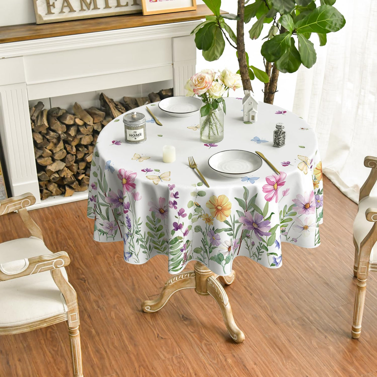 Horaldaily washable round tablecloth, easy care for everyday meals