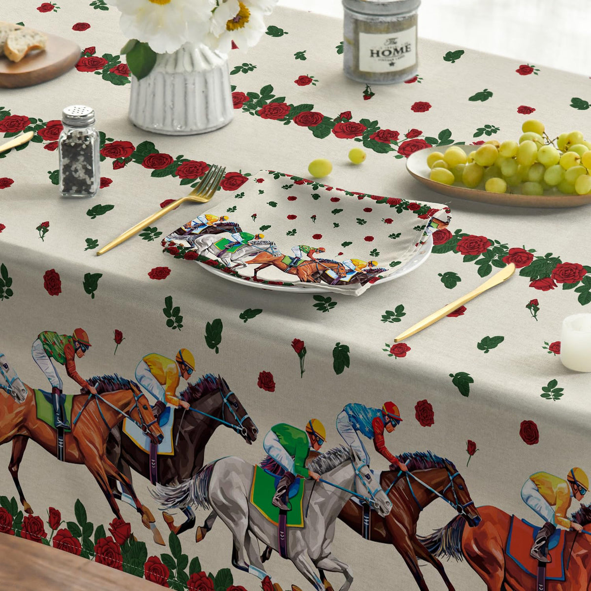 Horaldaily rustic farmhouse decor using Kentucky tablecloth on table
