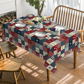 Horaldaily veterans day tablecloth with American flag collage for patriotic home celebrations.
