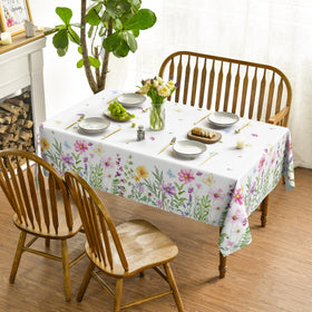 Horaldaily washable table cover showcases vibrant floral print for everyday dining.