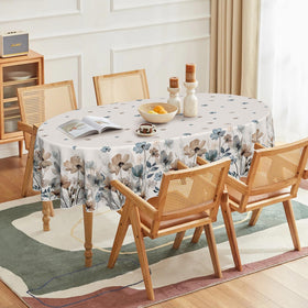 Horaldaily watercolor tablecloth on dining setup for family meals