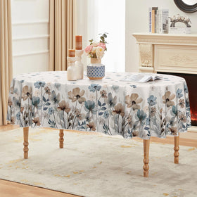 Horaldaily watercolor tablecloth detail showing washable and durable polyester fabric