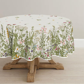 Horaldaily wild flowers tablecloth 90x90 angle view for outdoor dining