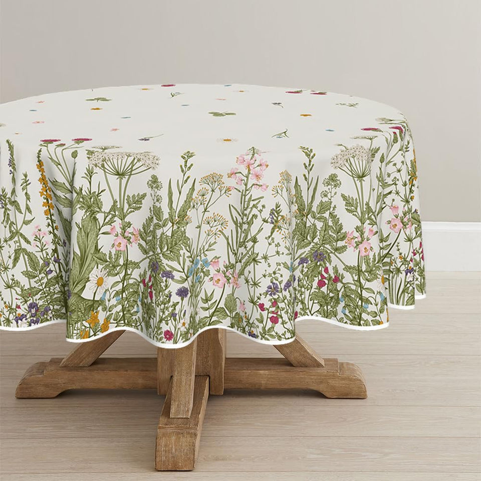 Horaldaily wild flowers tablecloth 90x90 angle view for outdoor dining