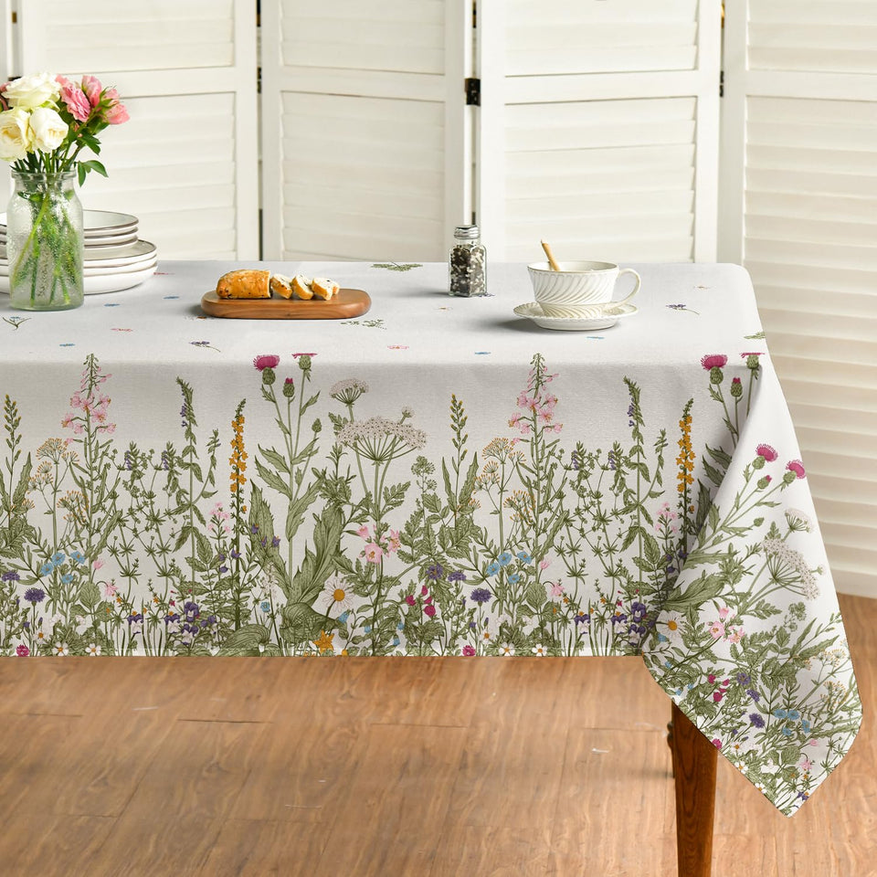 Horaldaily wild flowers tablecloth close-up highlights vibrant colors for festive dining