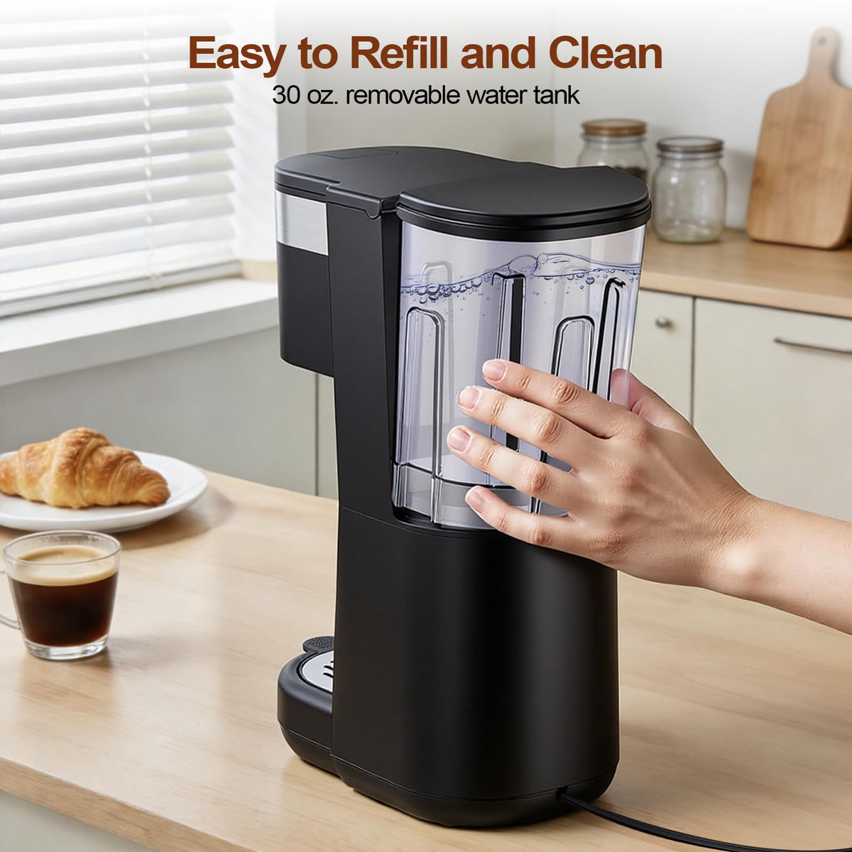 Horavie all-in-1 coffee maker compact design saves counter space in kitchens or offices.
