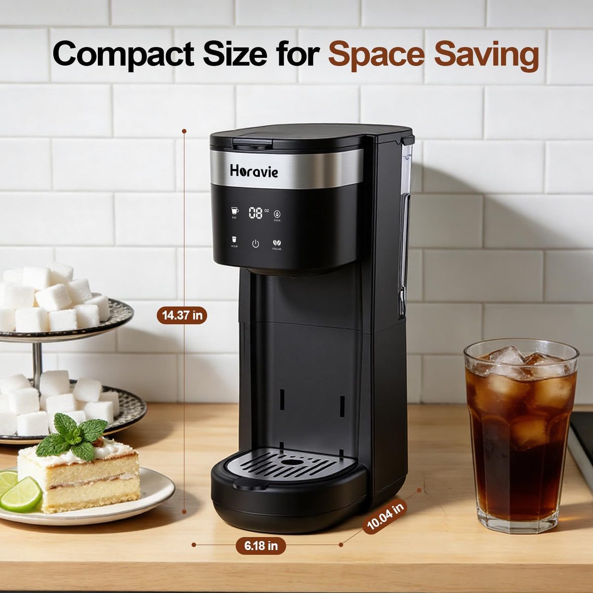 Horavie all-in-1 coffee maker descaling notification emphasizes easy maintenance.