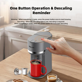 Horavie mini coffee maker descaling reminder highlights maintenance for long-lasting performance.