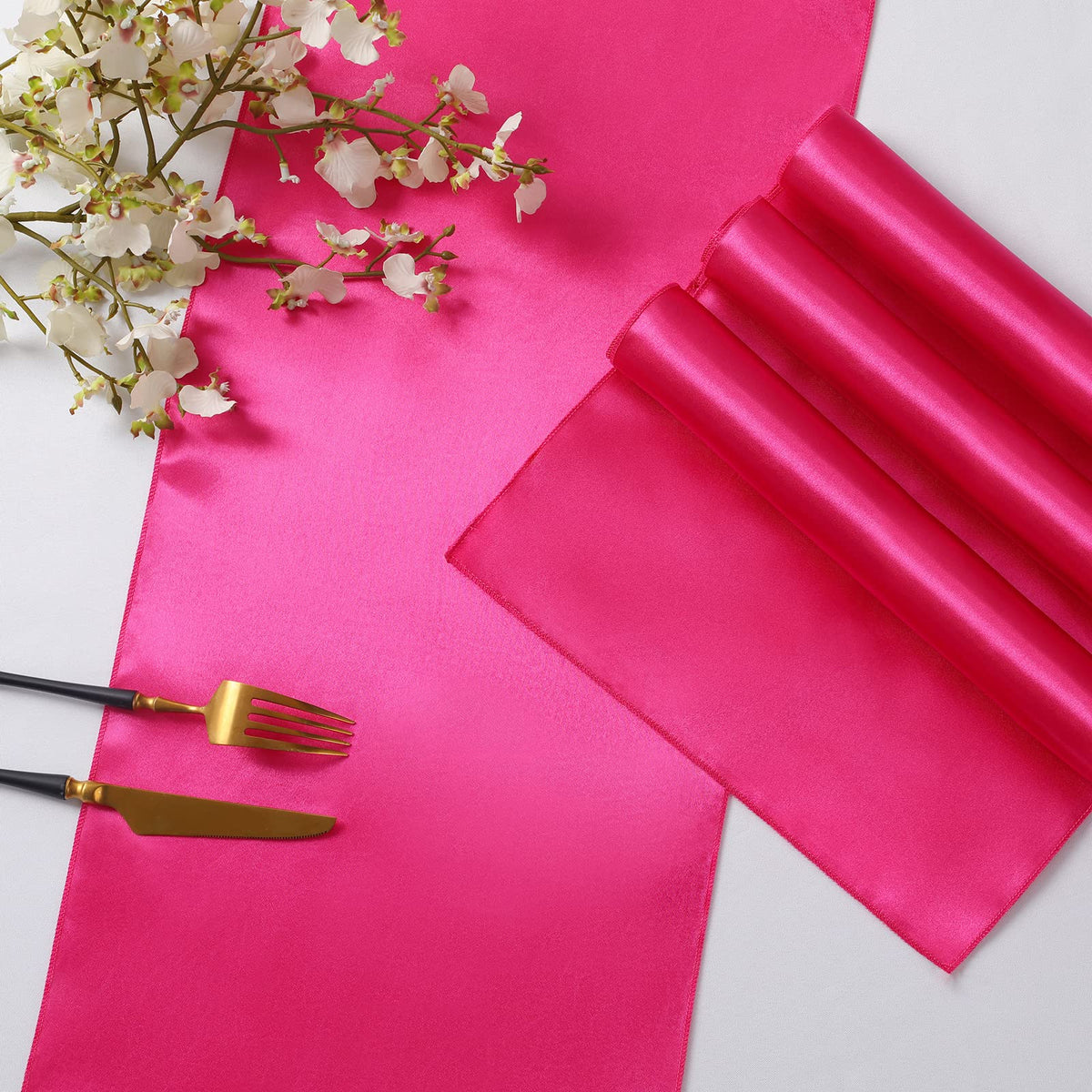 Horbaunal chair accent using satin runner as bow decoration