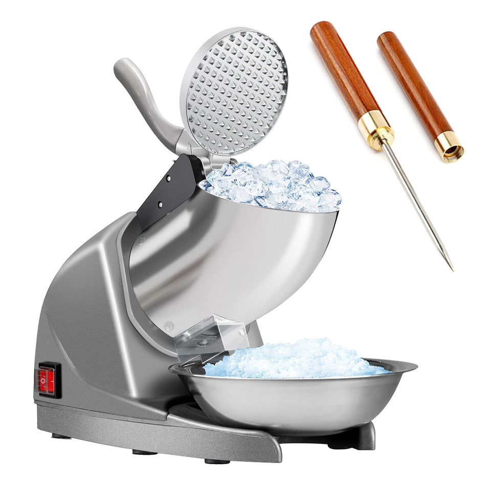 HORGELU Ice Crusher front view showing a sturdy build for home or cafe use.