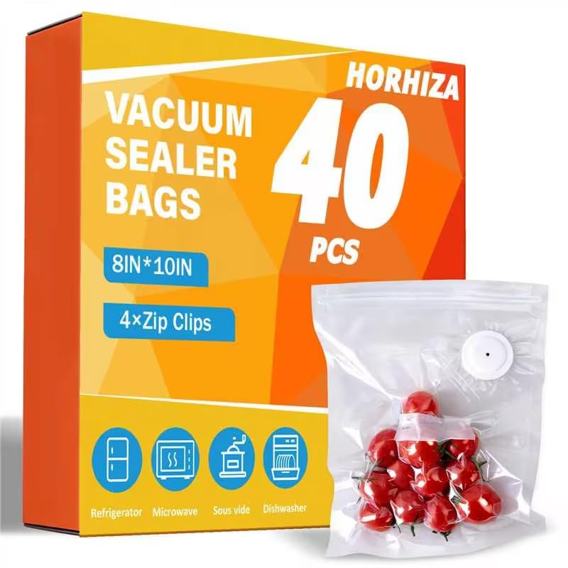 HORHIZA 8x10 inch bag as part of the 40-pack for versatile freezer storage.