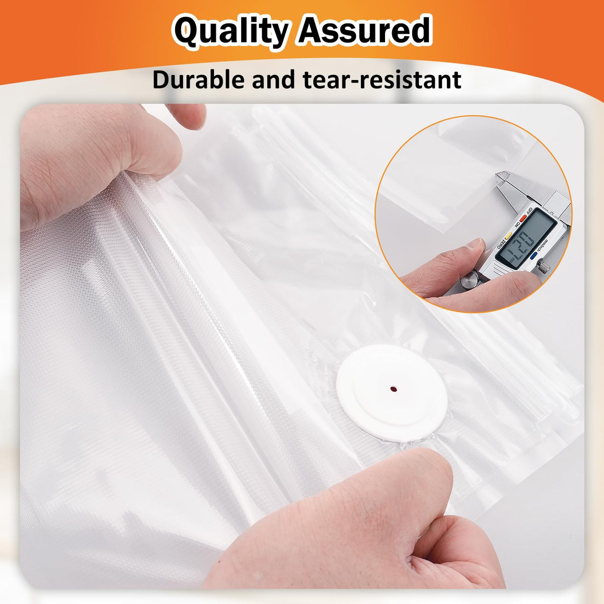 Exhaust valve on HORHIZA bag facilitating efficient air release.