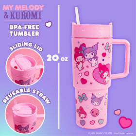 Horizon pink tumbler with handle and straw supports spill-free, on-the-go sipping.