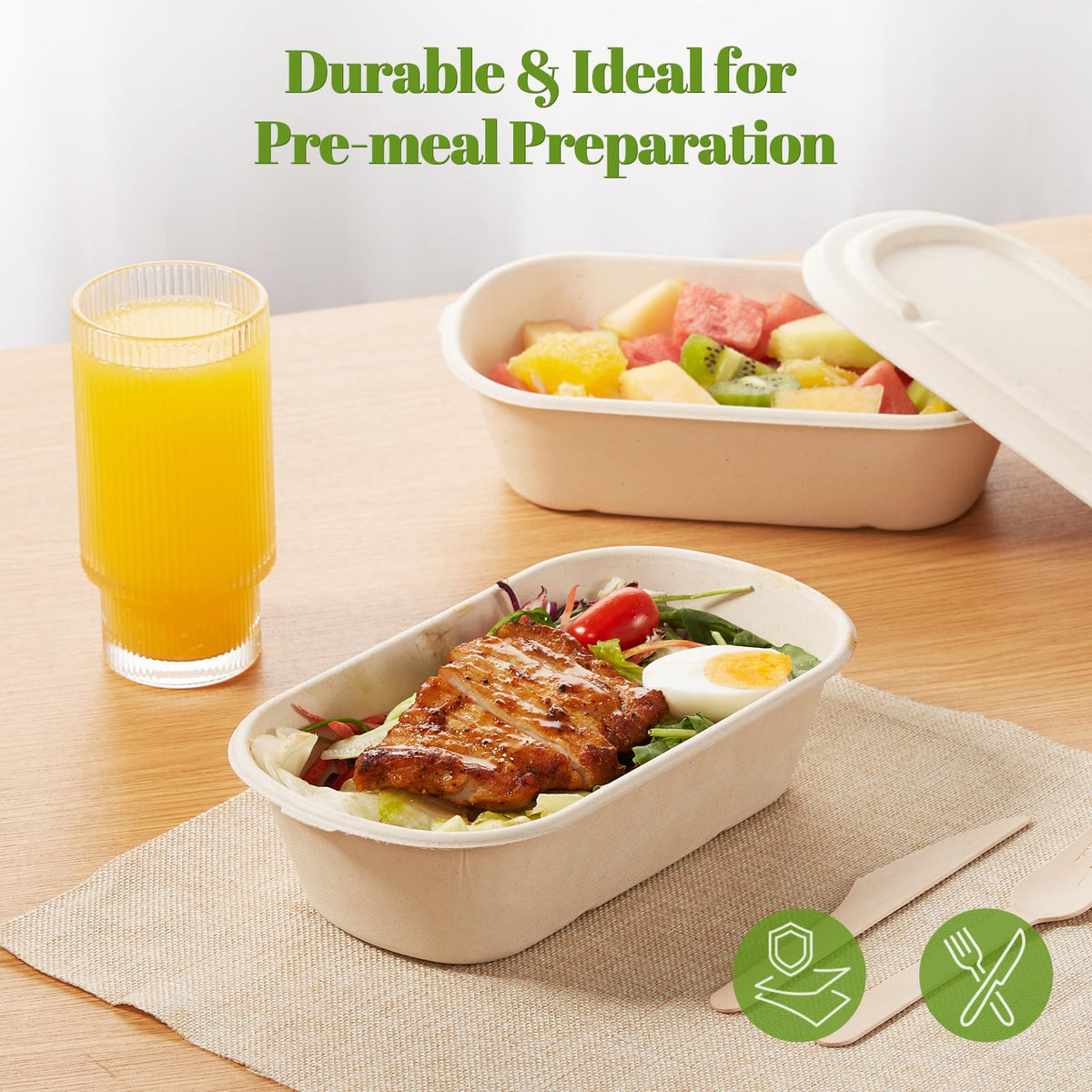 HorizonNest sugarcane pulp takeout container highlights sustainable packaging for daily meals.