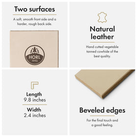 HORL Leather showcases meticulous stitching, handmade in Germany, ensuring durable craftsmanship.