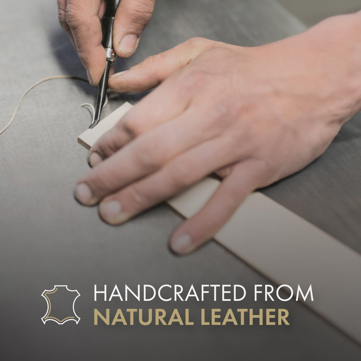 HORL Leather strop in action, use on both sides for burr removal and refinement.