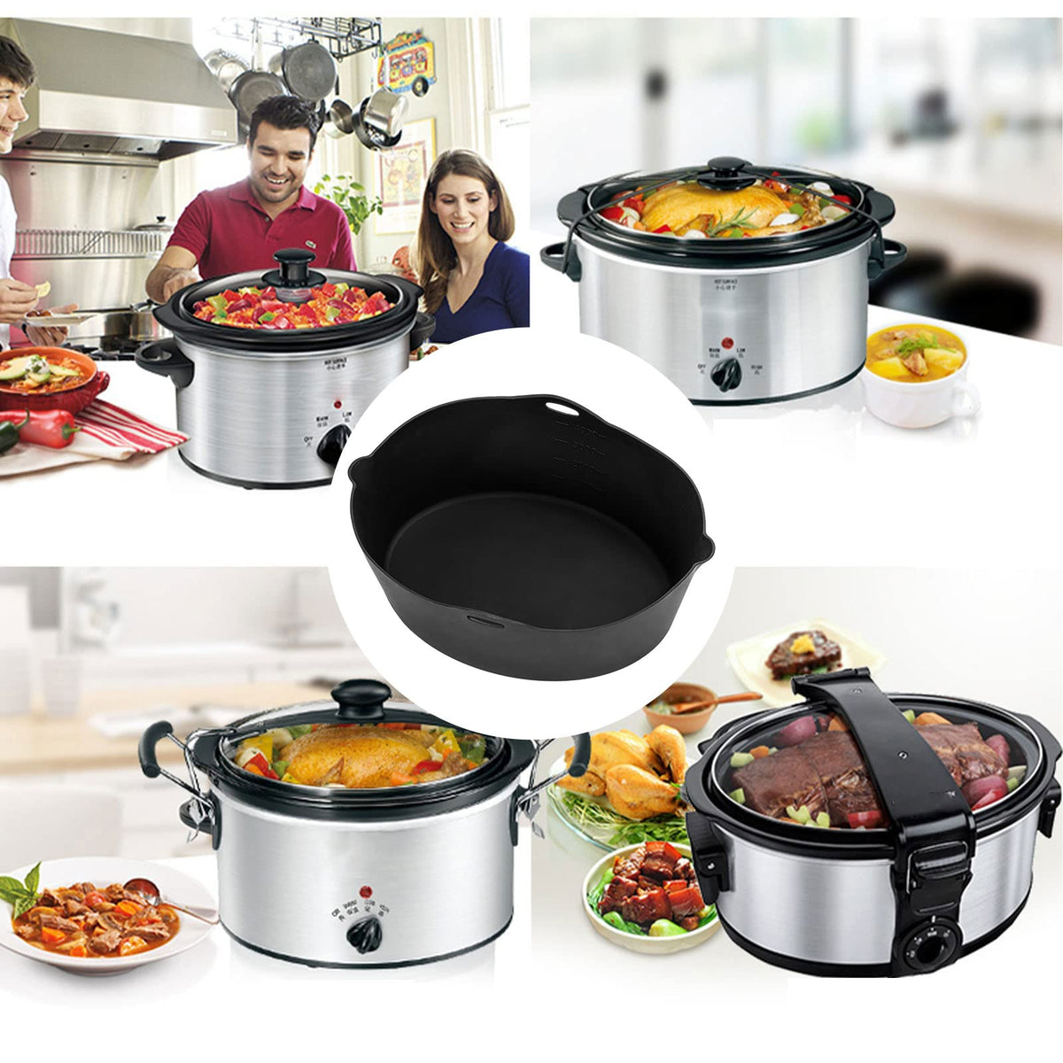 Horuhue liner leakproof design minimizes mess during slow cooking.