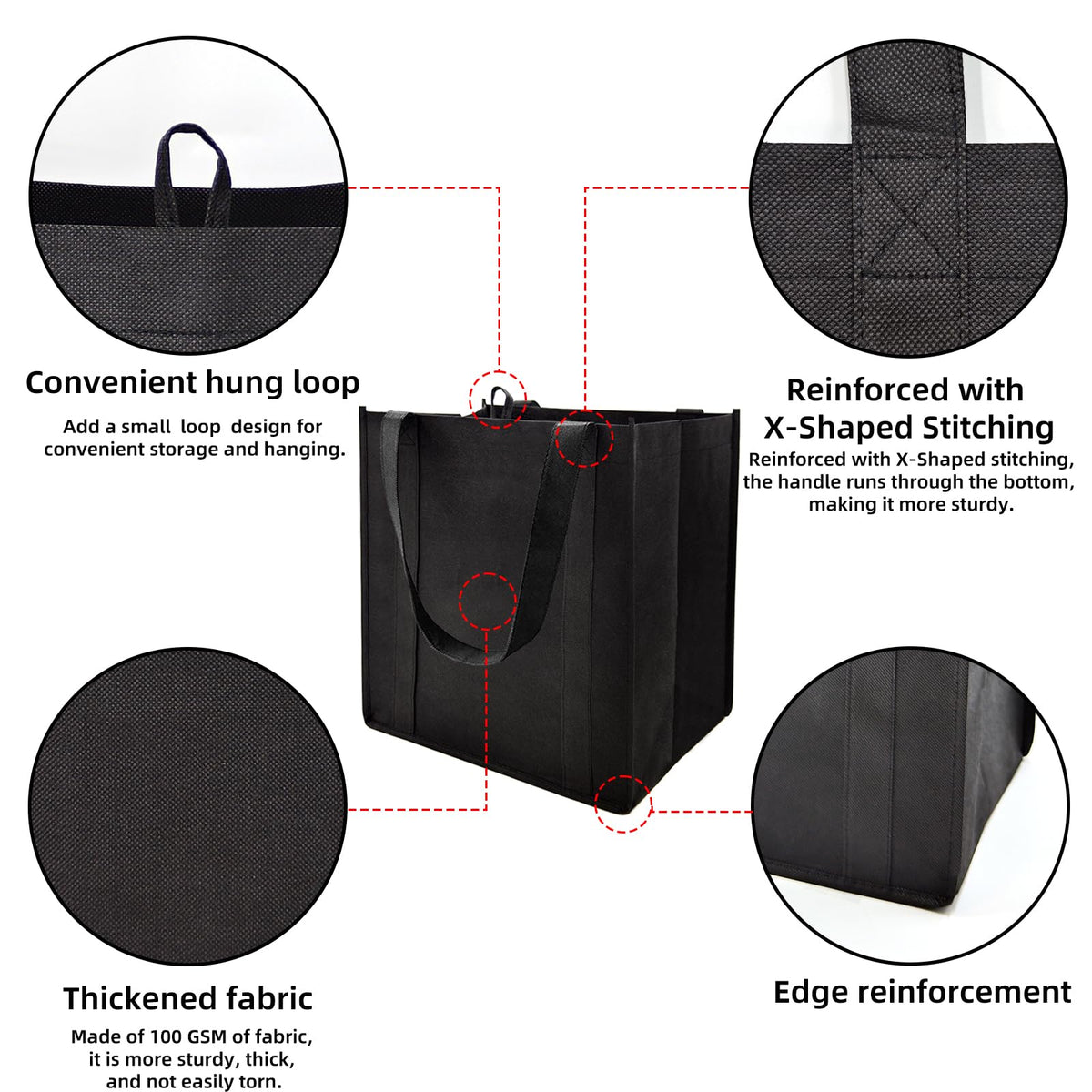 HorYg large-capacity shopping tote accommodates groceries and daily essentials.