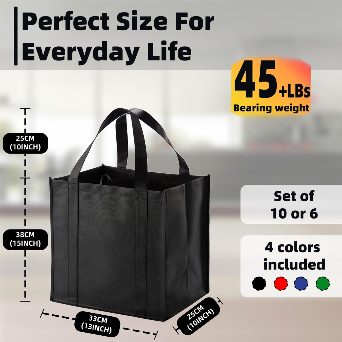 HorYg thick-bottom-board grocery bag adds strength for bulky items.