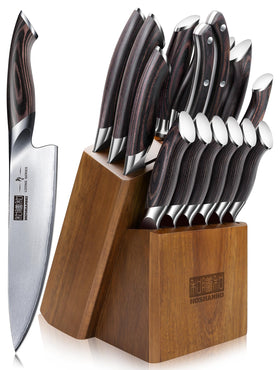 HOSHANHO 16-piece knife set in a block for organized kitchen prep