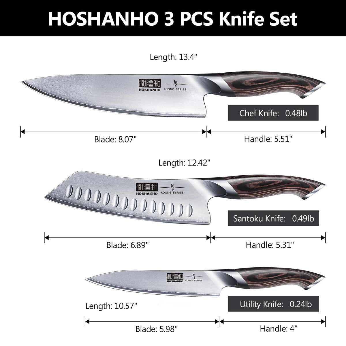 HOSHANHO 7-inch santoku knife versatile for mincing and chopping.