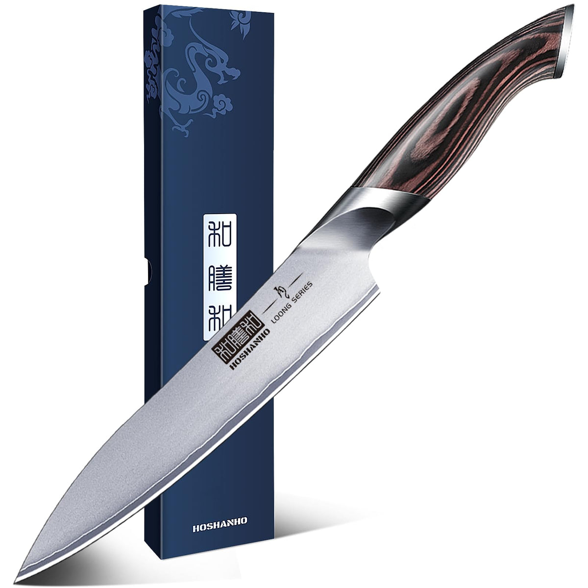 HOSHANHO 6-inch knife blade close-up showing sharp edge for precise slicing.