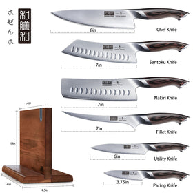 HOSHANHO 7-inch santoku knife with versatile cutting for vegetables and meats.