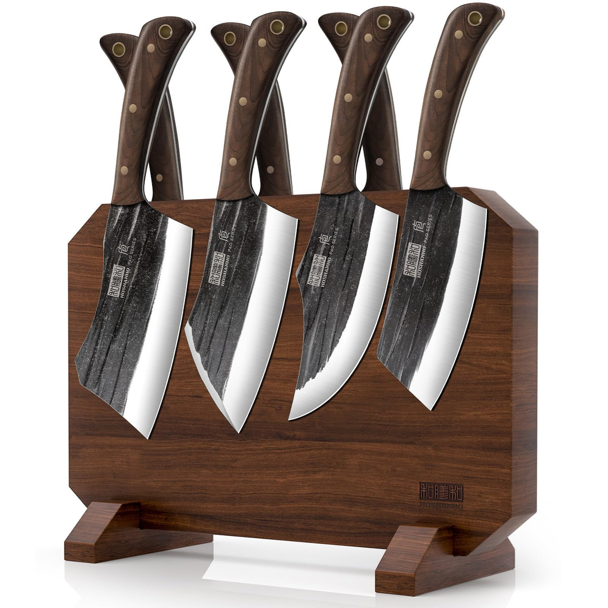 HOSHANHO 8-piece knife set with magnetic block for secure storage and quick access