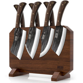 HOSHANHO 8-piece knife set with magnetic block for secure storage and quick access