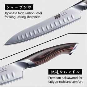 HOSHANHO carving knife with ergonomic pakkawood handle for comfort.