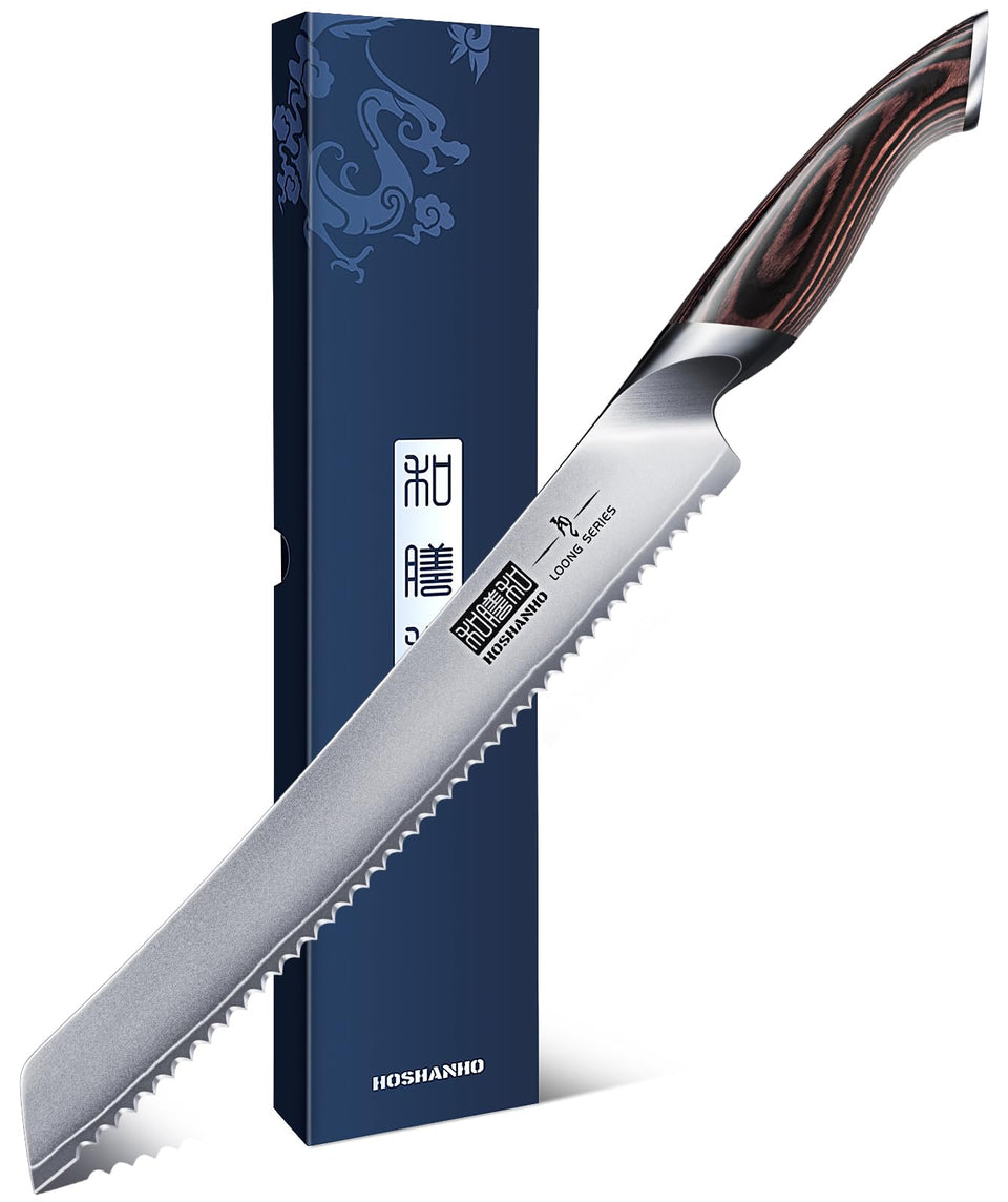 HOSHANHO bread knife with a 10-inch blade for smooth crust cutting