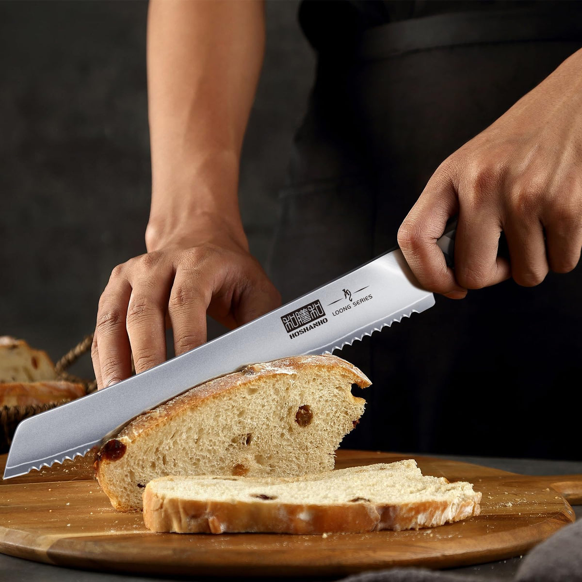 HOSHANHO bread knife in a home baking setup for everyday use
