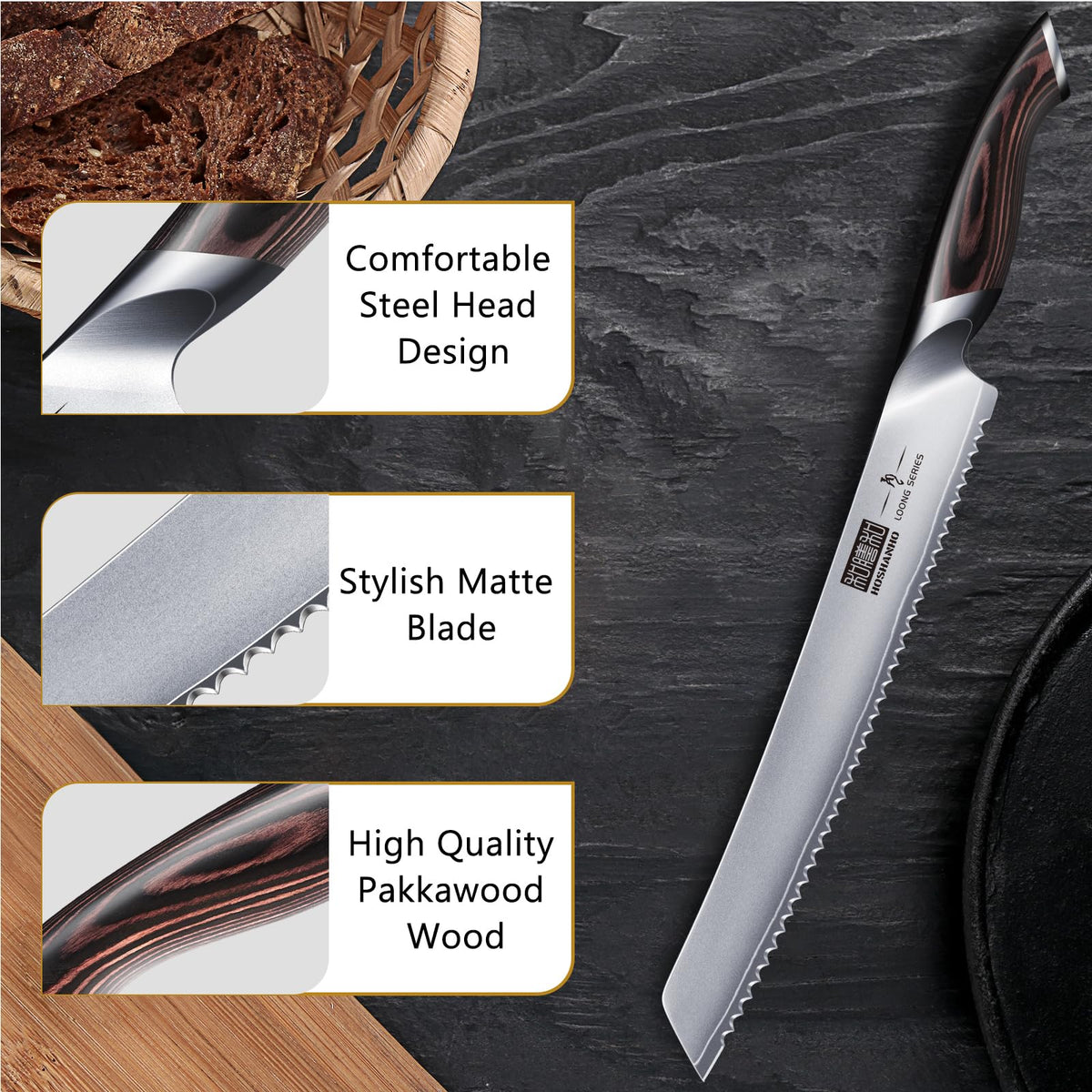HOSHANHO Japanese steel blade delivering sharp, durable cuts for daily bread prep