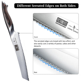Serrated blade ready to slice bread without tearing.