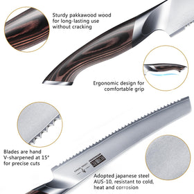 HOSHANHO serrated blade delivering even slices without tearing