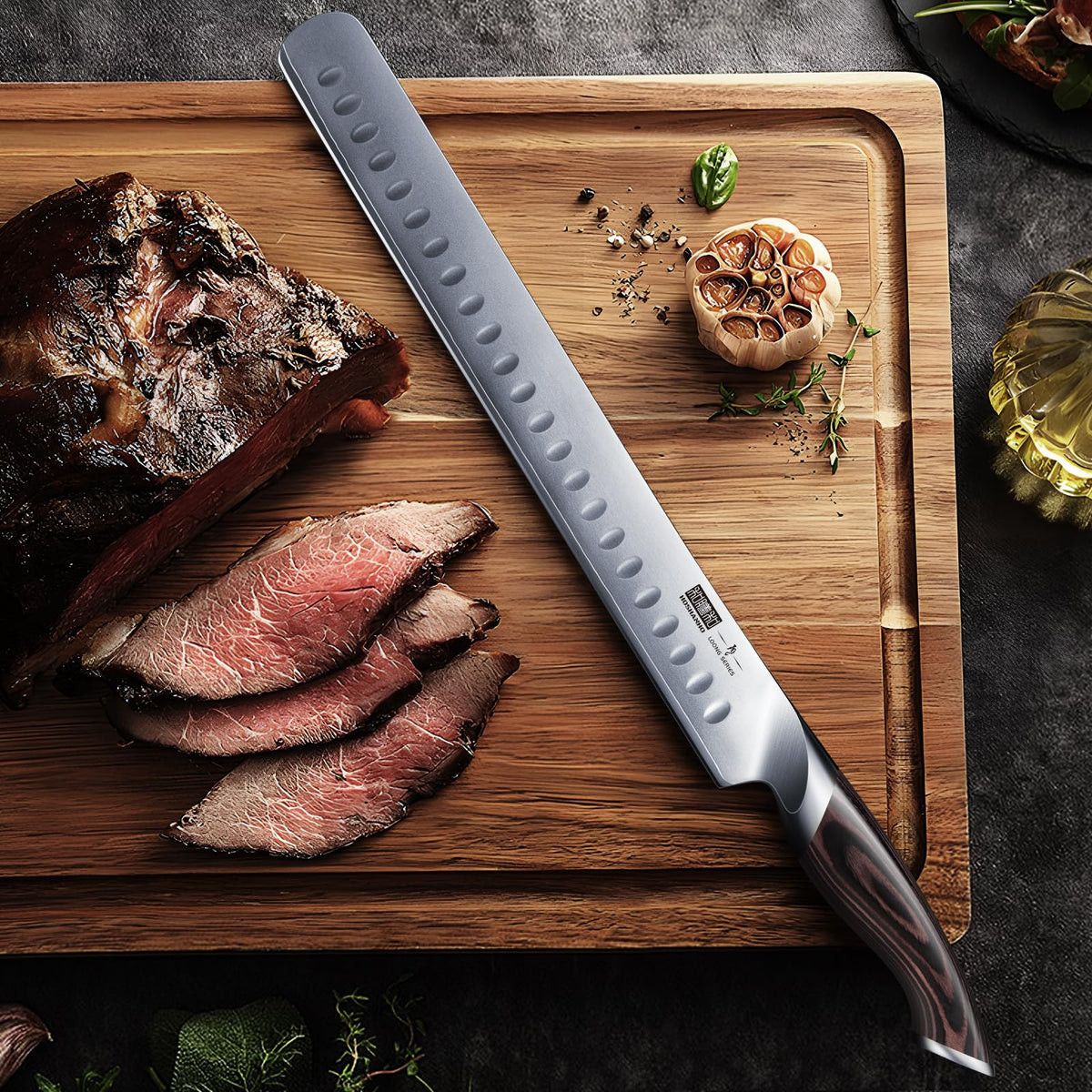 HOSHANHO brisket trimming knife ideal for BBQ prep.