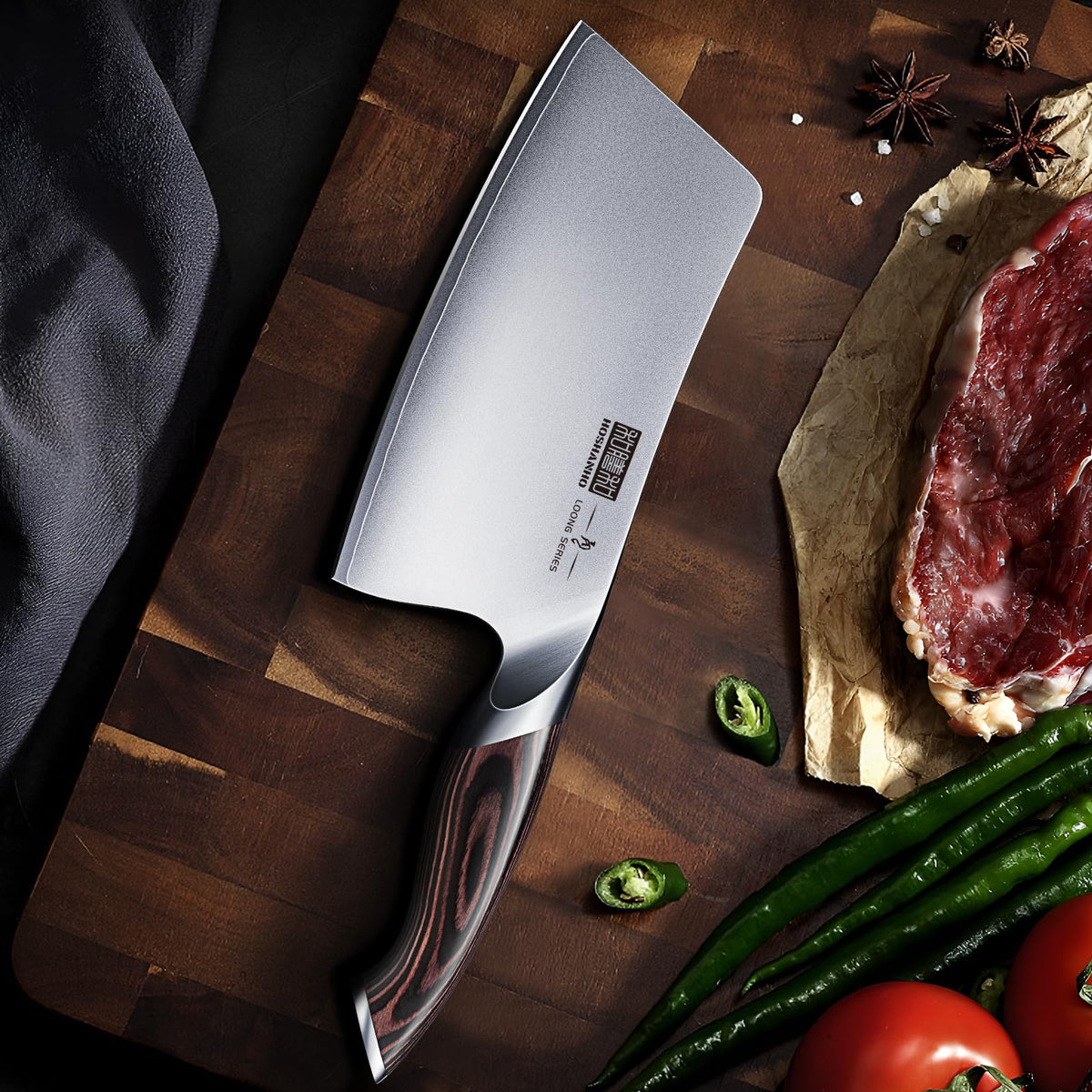 Hoshanho 7-inch blade finish highlights premium craftsmanship and durability.