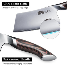 Hoshanho 7-inch ergonomic handle enhances grip and control during prep.
