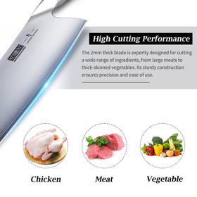 Hoshanho 7-inch multi-purpose cutting shows versatile kitchen chopping.