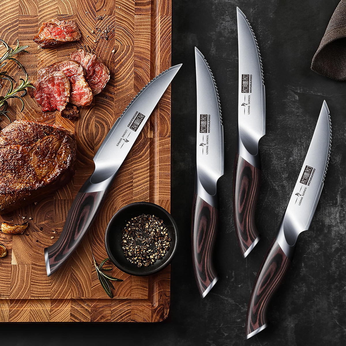 HOSHANHO knife block on a counter offering a tidy setup.
